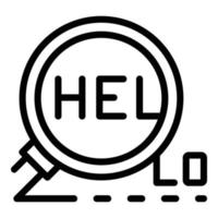 Hello and magnifier icon, outline style vector