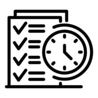 List and clock icon, outline style vector