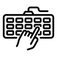 icono de teclado y dedo, estilo de contorno vector