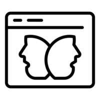 Two faces in the app icon, outline style vector