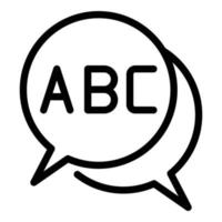 abc en el icono de burbujas de chat, estilo de contorno vector