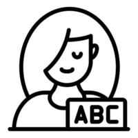 icono de niña abc, estilo de contorno vector