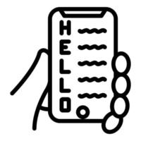 Greeting on smartphone icon, outline style vector