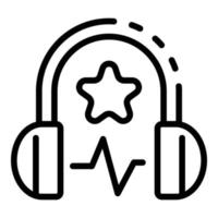 Headphones and star icon, outline style vector