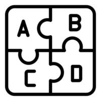 Puzzles with the letter icon, outline style vector
