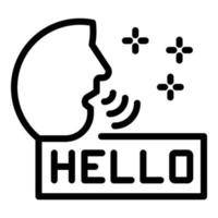 Person says hello icon, outline style vector