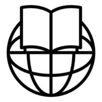 libro abierto en el icono del globo, estilo de esquema vector