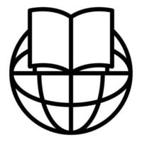 Open book on the globe icon, outline style vector