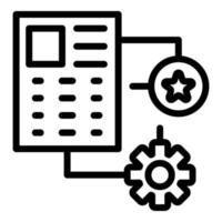 File star and gear icon, outline style vector