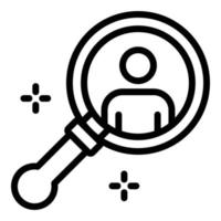 Man in a magnifier icon, outline style vector