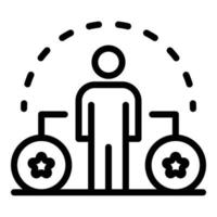 Man and two stars in a circle icon, outline style vector