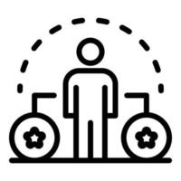 Man and two stars in a circle icon, outline style vector