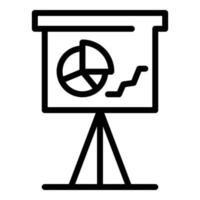 The graph on the flip chart icon, outline style vector