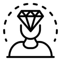 diamante en el icono de la cabeza, estilo de esquema vector