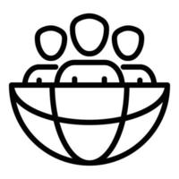 Three persons in the globe icon, outline style vector