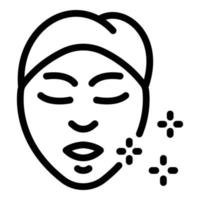 cara de icono de chica asiática, estilo de contorno vector