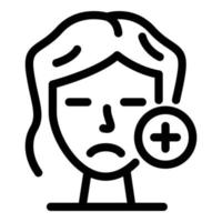 Female face and plus sign icon, outline style vector