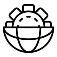 Gear and globe icon, outline style vector