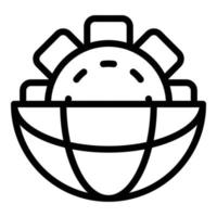 Gear and globe icon, outline style vector