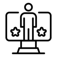 Man and stars on the screen icon, outline style vector