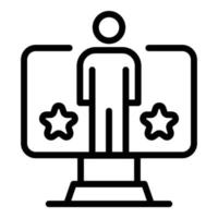 Man and stars on the screen icon, outline style vector