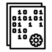 Binary code and gear icon, outline style vector