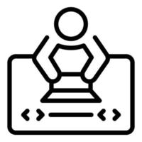 Developer in front of laptop icon, outline style vector