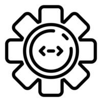 Code in circle cogwheel icon, outline style vector