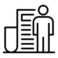 Man and document icon, outline style vector