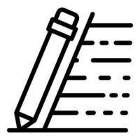 icono de pluma de escritura, estilo de contorno vector