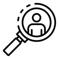 Man under magnifier icon, outline style vector