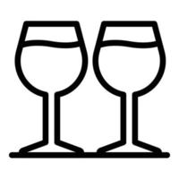 Party wine glasses icon, outline style vector