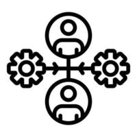 Gears and two admins icon, outline style vector