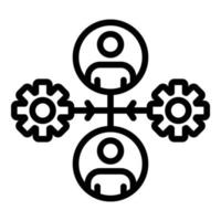 Gears and two admins icon, outline style vector