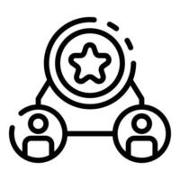 Star and two avatars icon, outline style vector
