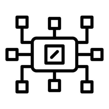 computadoras en el icono de la red local, estilo de esquema vector