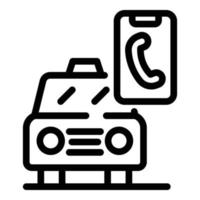 icono de llamada de taxi inteligente, estilo de esquema vector