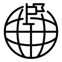 Globe and two flags icon, outline style vector