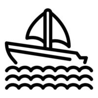 icono de barco en las olas, estilo de esquema vector