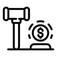 Gavel and coin icon, outline style vector