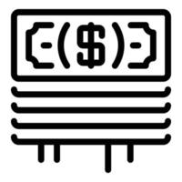 Stack of dollars icon, outline style vector