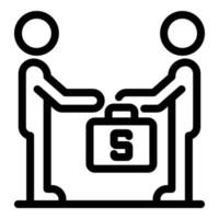 Man passes a case with money icon, outline style vector