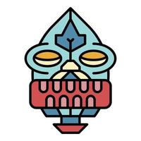 Tiki idol icon color outline vector
