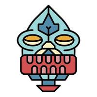 vector de contorno de color de icono de ídolo tiki