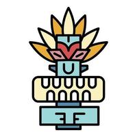 Tribal tiki idol icon color outline vector