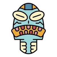 Angry tribal idol icon color outline vector