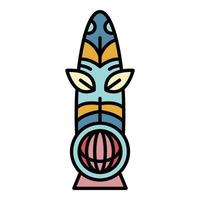 vector de contorno de color de icono de ídolo azteca