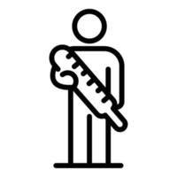 Man and thermometer icon, outline style vector