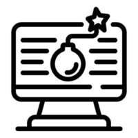 Fraud computer bomb icon, outline style vector
