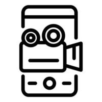 Smartphone video camera icon, outline style vector